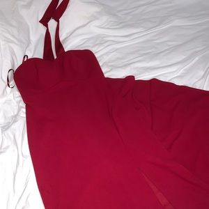 Long tight fit maroon color prom dress